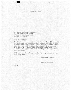 [Letter from Truett Latimer to Logan Wilson, July 20, 1959]