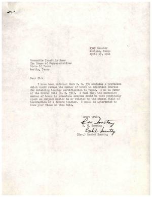 [Letter from R. W. Sonntag and Mrs. Rachel Sonntag to Truett Latimer, April 19, 1961]
