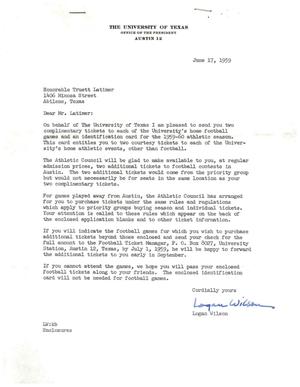 [Letter from Logan Wilson to Truett Latimer, June 17, 1959]