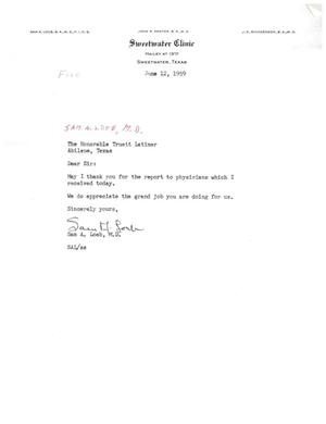 [Letter from Sam A. Loeb to Truett Latimer, June 12, 1959]