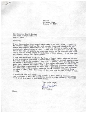 [Letter from Don Vandiver to Truett Latimer, January 27, 1959]