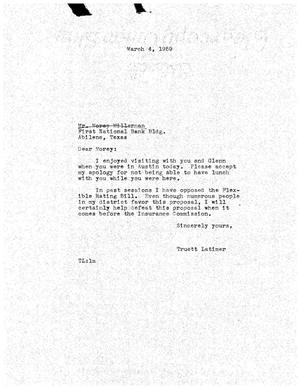 [Letter from Truett Latimer to Morey Millerman, March 4, 1959]