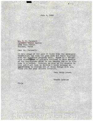 [Letter from Truett Latimer to T. N. Carswell, July 9, 1959]