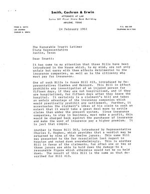 [Letter from Frank E. Smith to Truett Latimer, February 24, 1961]