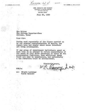 [Letter from W. V. Ramsey, Jr. to The Abilene Reporter-News, July 20, 1959]
