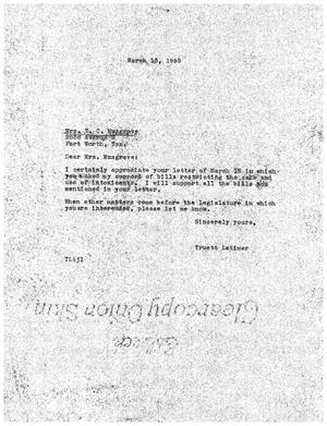 [Letter from Truett Latimer to Mrs. T. C. Musgrave, March 13, 1959]
