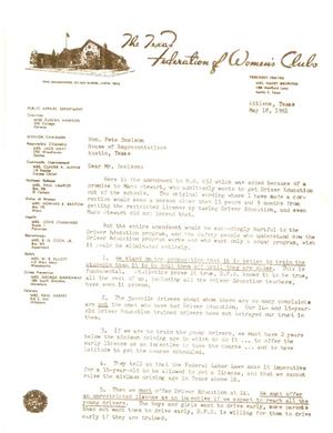 Primary view of object titled '[Letter from Eudora Hawkins to Pete Snelson, May 18, 1961]'.