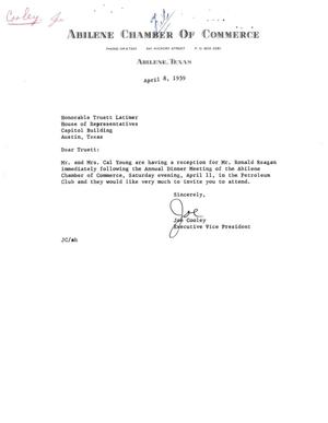 [Letter from Joe Cooley to Truett Latimer, April 8, 1959]