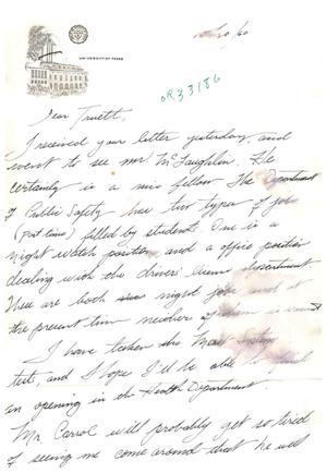 Primary view of object titled '[Letter to Truett Latimer Discussing Job Opportunities, October 20, 1960]'.