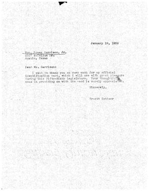[Letter from Truett Latimer to Homer Garrison, Jr., January 19, 1959]