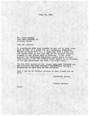[Letter from Truett Latimer to Floyd Childs, July 30, 1959]