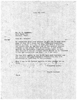 [Letter from Truett Latimer to M. E. McGuire, July 30, 1959]