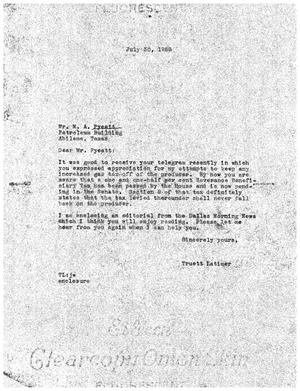 [Letter from Truett Latimer to M. A. Pyeatt, July 30, 1959]