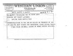 [Letter from Mrs. Frank Bridwell to Truett Latimer, May 16, 1961]