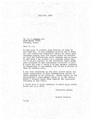 [Letter from Truett Latimer to J. D. Perry, Jr., July 24, 1959]