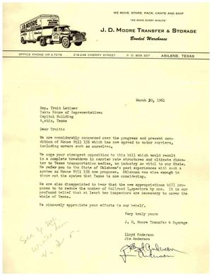 [Letter from Lloyd Anderson and Jim Anderson to Truett Latimer, March 30, 1961]