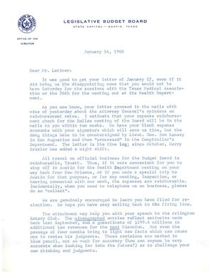 [Letter from Vernon A. McGee to Truett Latimer, January 14, 1960]