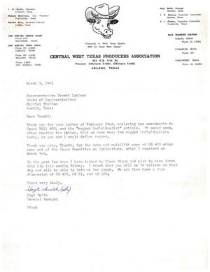 [Letter from Hoyt Smith to Truett Latimer, March 7, 1961]