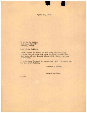 [Letter from Truett Latimer to Mrs. N. E. Walton, April 24, 1959]