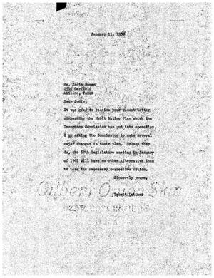 [Letter from Truett Latimer to Jodie Boren, January 11, 1960]