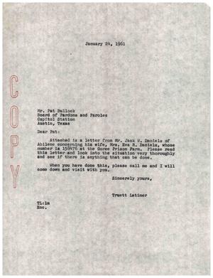 [Letter from Truett Latimer to Pat Bullock, January 24, 1961]