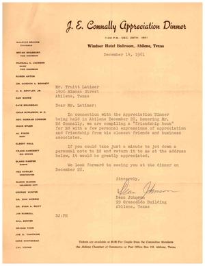 [Letter from Dean Johnson to Truett Latimer, December 14, 1961]
