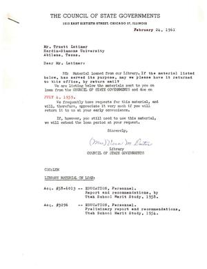 [Letter from Mrs. Vera M. Doctor to Truett Latimer, February 24, 1961]