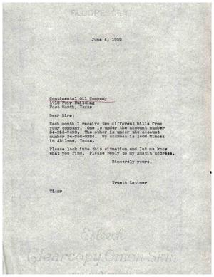 [Letter from Truett Latimer to Continental Oil Company, June 4, 1959]