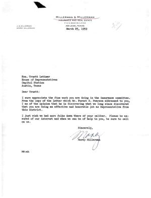 [Letter from Morey Millerman to Truett Latimer, March 25, 1959]