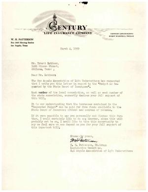 [Letter from W. H. Patterson to Truett Latimer, March 4, 1959]