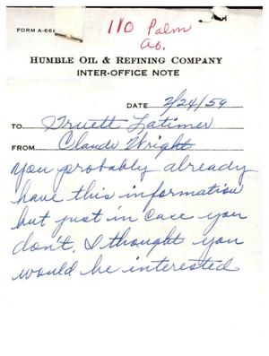 [Letter from Claude Wright to Truett Latimer, February 24, 1959]