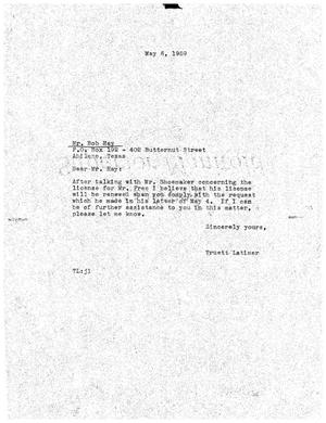 [Letter from Truett Latimer to Bob Hay, May 6, 1959]