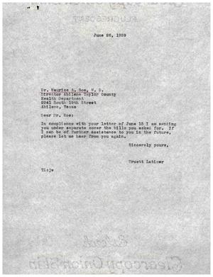 Primary view of object titled '[Letter from Truett Latimer to Maurice A. Roe, June 26, 1959]'.
