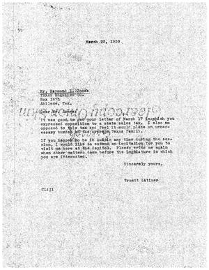 [Letter from Truett Latimer to Raymond L. Jones, March 23, 1959]