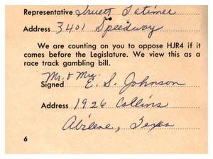 [Postcard from Mr. and Mrs. E. S. Johnson to Truett Latimer, 1961]
