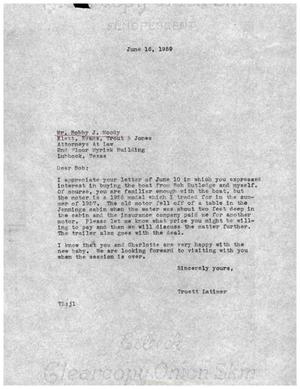 [Letter from Truett Latimer to Bobby J. Moody, June 16, 1959]