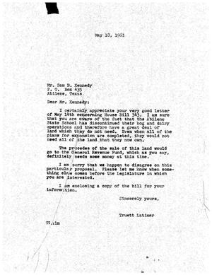 [Letter from Truett Latimer to Sam B. Kennedy, May 18, 1961]