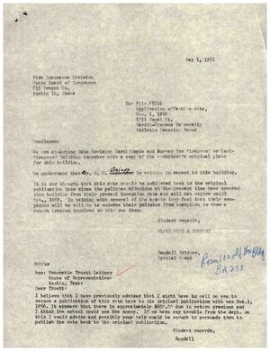 [Letter from Randall Bridges to the State Board of Insurance, May 1, 1961]