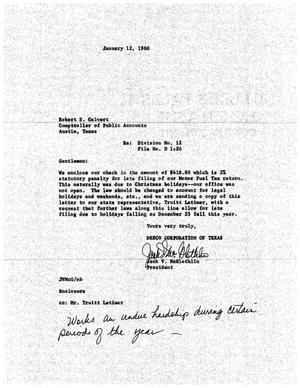 [Letter from Jack V. McGlothlin to Robert S. Galvert, January 12, 1960]