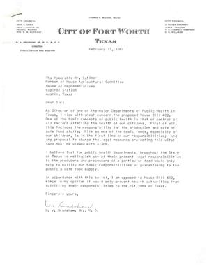 [Letter from W. V. Bradshaw, Jr. to Truett Latimer, February 17, 1961]