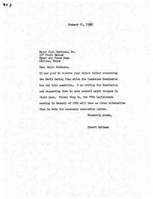 [Letter from Truett Latimer to Jack Robinson, Jr., January 11, 1959]