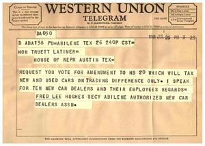 [Telegram from the Dealers Association, July 26, 1961]