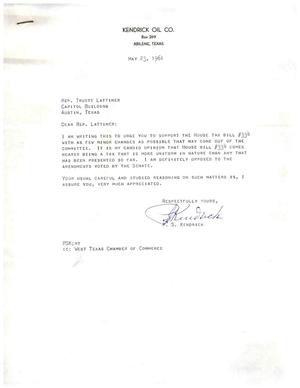[Letter from P. S. Kendrick to Truett Latimer, May 23, 1961]