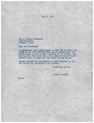 [Letter from Truett Latimer to J. Marcus Anderson, May 8, 1961]