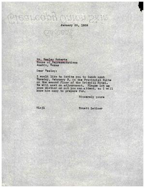 [Letter from Truett Latimer to Wesley Roberts, January 29, 1959]