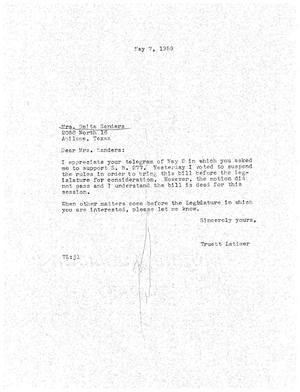 [Letter from Truett Latimer to Mrs. Reita Sanders, May 7, 1959]