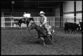Photograph: [Man Rides Horse in Indoor Arena]