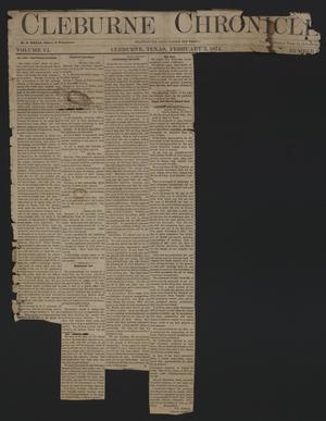Primary view of object titled 'Cleburne Chronicle. (Cleburne, Tex.), Vol. 6, No. [20], Ed. 1 Thursday, February 5, 1874'.
