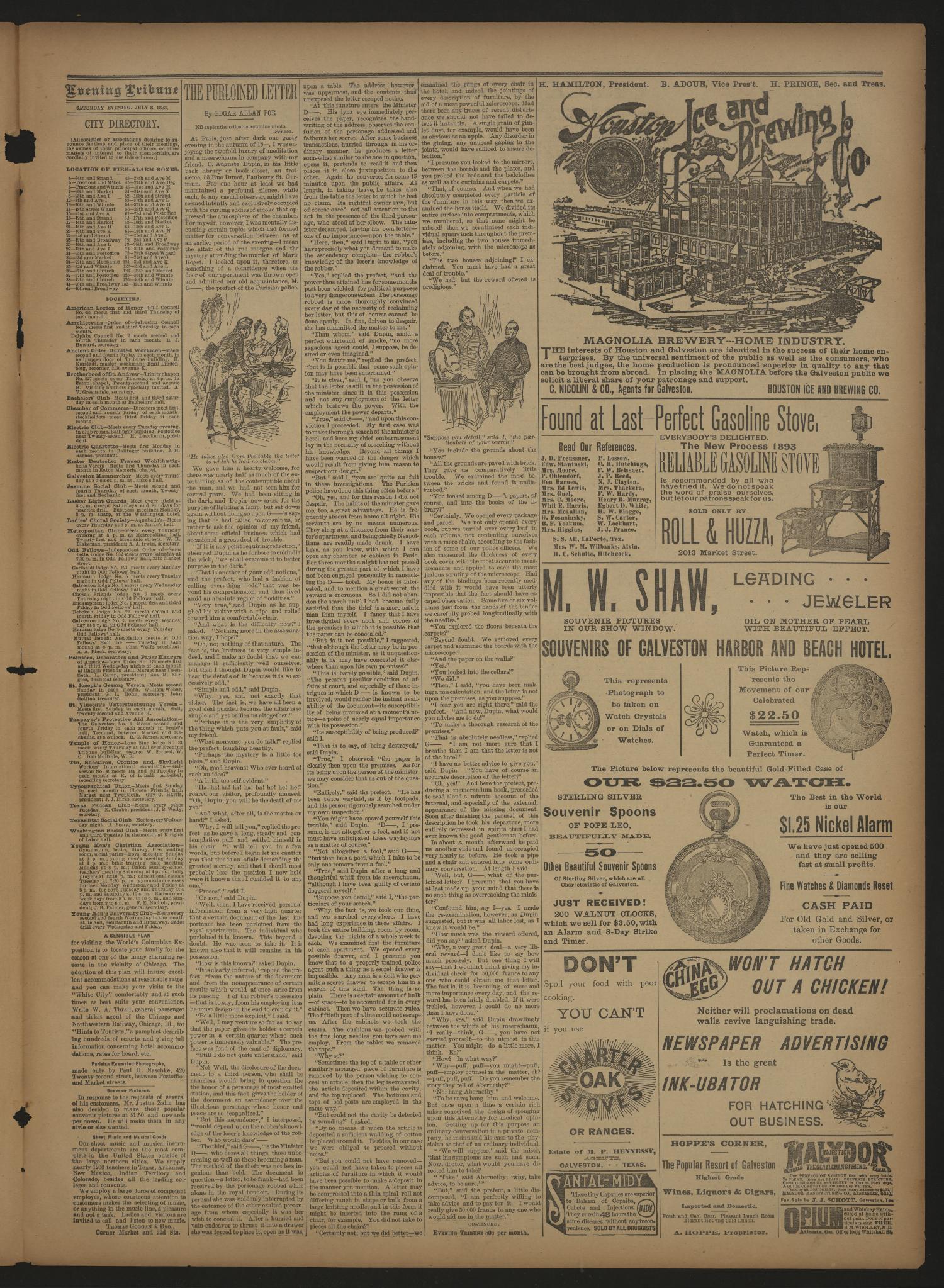 Evening Tribune. (Galveston, Tex.), Vol. 13, No. 196, Ed. 1 Saturday, July 8, 1893
                                                
                                                    [Sequence #]: 3 of 4
                                                