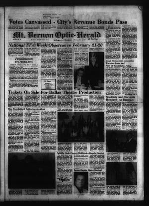 Mt. Vernon Optic-Herald (Mount Vernon, Tex.), Vol. 101, No. 23, Ed. 1 Thursday, February 19, 1976